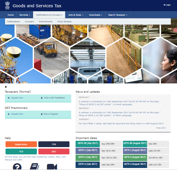 Goods and services tax Portal