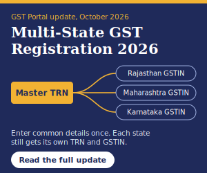 GST Portal Multi-State Registration 2026 - one Master TRN, separate GSTIN for each state